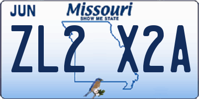 MO license plate ZL2X2A