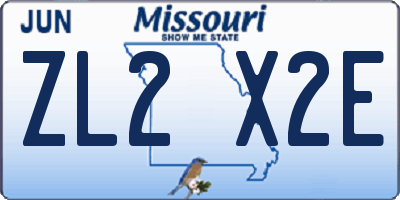 MO license plate ZL2X2E