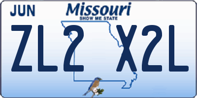 MO license plate ZL2X2L