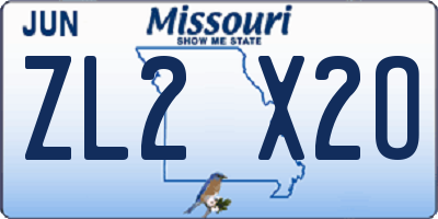MO license plate ZL2X2O