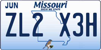 MO license plate ZL2X3H