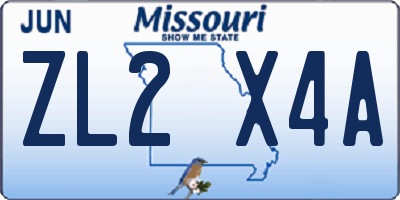 MO license plate ZL2X4A