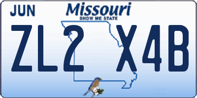 MO license plate ZL2X4B