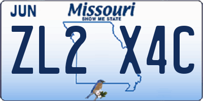 MO license plate ZL2X4C