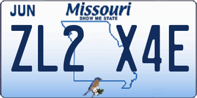 MO license plate ZL2X4E