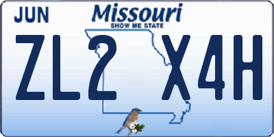 MO license plate ZL2X4H