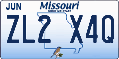 MO license plate ZL2X4Q