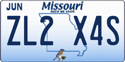 MO license plate ZL2X4S