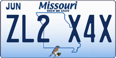 MO license plate ZL2X4X