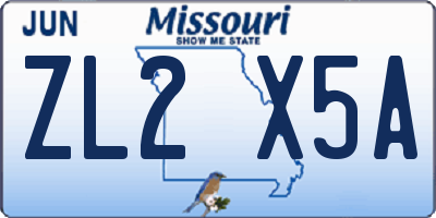 MO license plate ZL2X5A