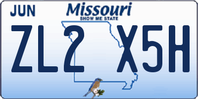 MO license plate ZL2X5H
