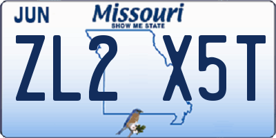 MO license plate ZL2X5T