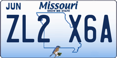 MO license plate ZL2X6A