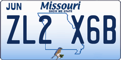 MO license plate ZL2X6B