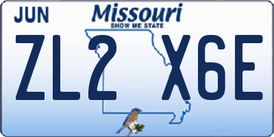 MO license plate ZL2X6E