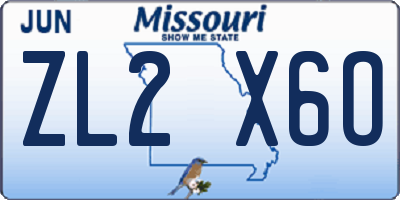 MO license plate ZL2X6O