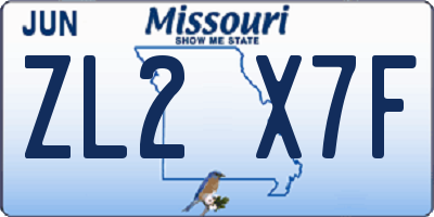 MO license plate ZL2X7F