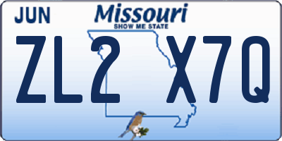 MO license plate ZL2X7Q