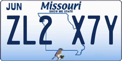 MO license plate ZL2X7Y