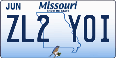 MO license plate ZL2Y0I