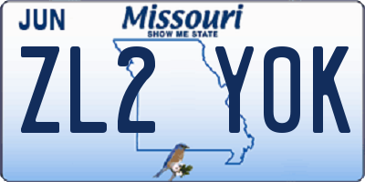 MO license plate ZL2Y0K