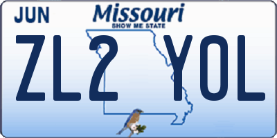 MO license plate ZL2Y0L