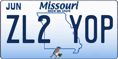 MO license plate ZL2Y0P
