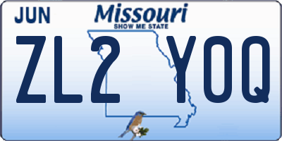 MO license plate ZL2Y0Q