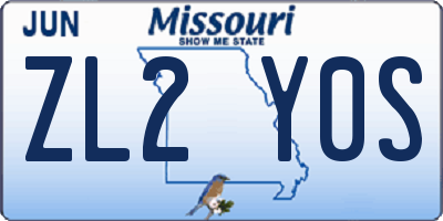 MO license plate ZL2Y0S