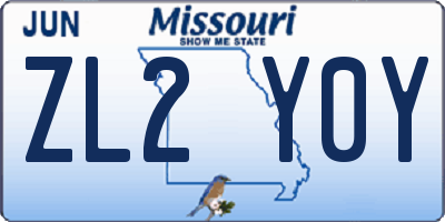 MO license plate ZL2Y0Y
