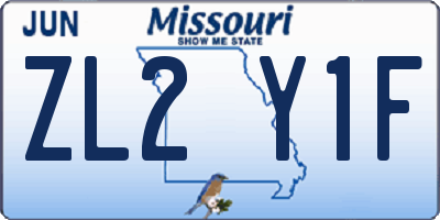 MO license plate ZL2Y1F