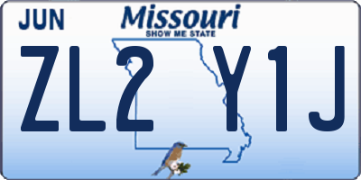MO license plate ZL2Y1J