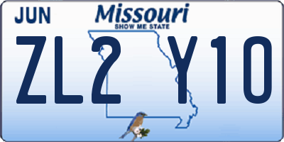 MO license plate ZL2Y1O