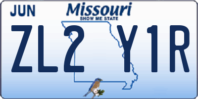 MO license plate ZL2Y1R