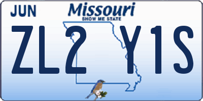 MO license plate ZL2Y1S