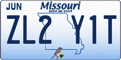 MO license plate ZL2Y1T