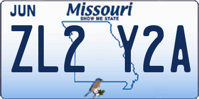 MO license plate ZL2Y2A