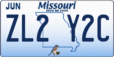 MO license plate ZL2Y2C