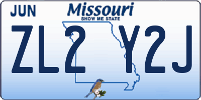 MO license plate ZL2Y2J
