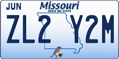 MO license plate ZL2Y2M