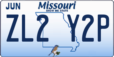MO license plate ZL2Y2P