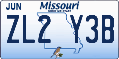 MO license plate ZL2Y3B