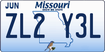 MO license plate ZL2Y3L