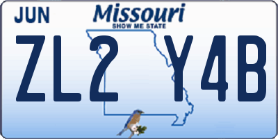 MO license plate ZL2Y4B