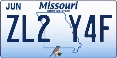 MO license plate ZL2Y4F