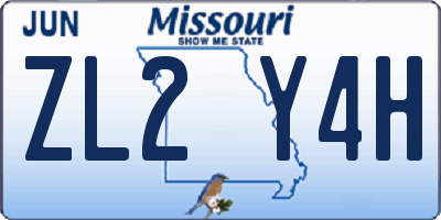 MO license plate ZL2Y4H