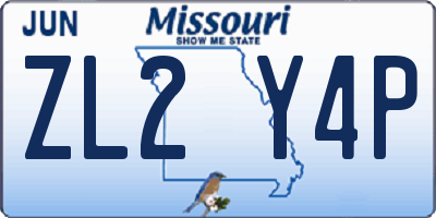 MO license plate ZL2Y4P