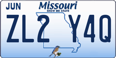 MO license plate ZL2Y4Q