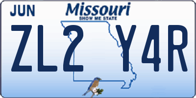 MO license plate ZL2Y4R