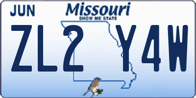 MO license plate ZL2Y4W
